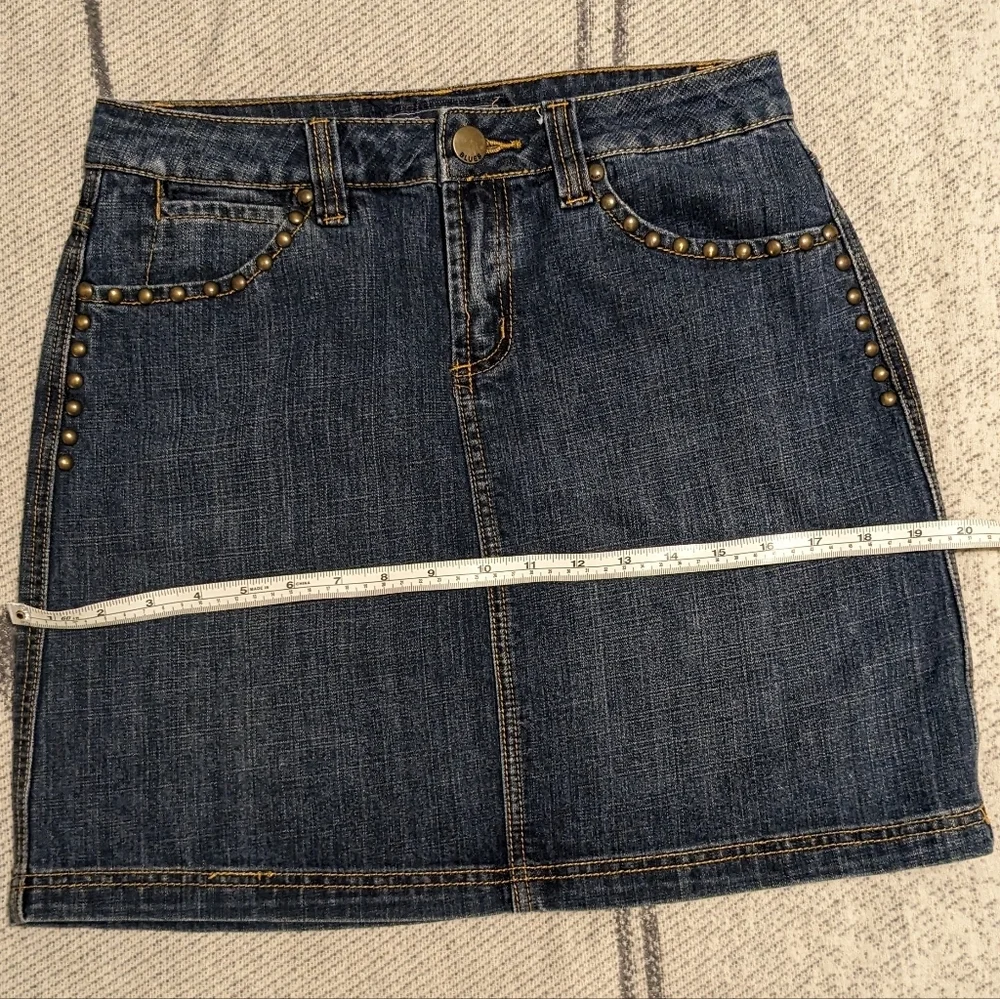 Vintage Studded Western Y2K 90s Mini Midi Denim Skirt Small size 4